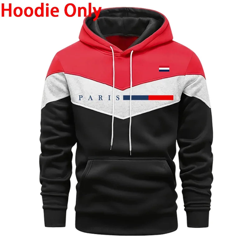 2026 Hot Sale Men's Set Hooded Sweatshirt and Jogger Pants Urban Casual Fashion Hoodie Sportswear Paris Printed Pullover Outfits