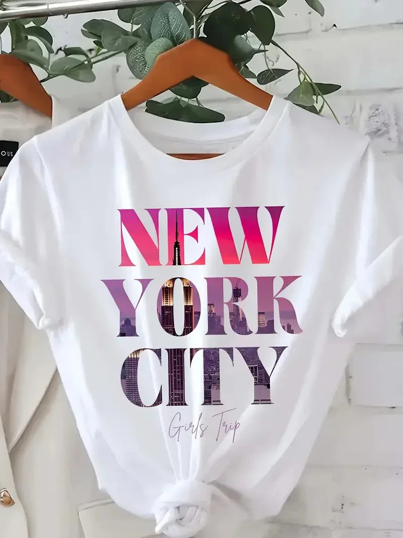 The New Hot Selling Fashion Casual Naughty Girl Printed Women's Short-sleeved Top Women Clothes  Graphic T Shirts Polyester