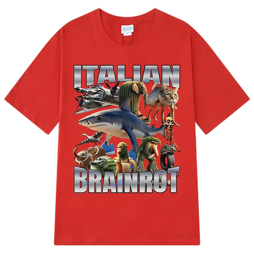 Italian Brainrot Tralalero Tralala Tung Sahur Bombardiro Crocodilo Fun Meme T-shirt Women's Fashion Loose T-shirt