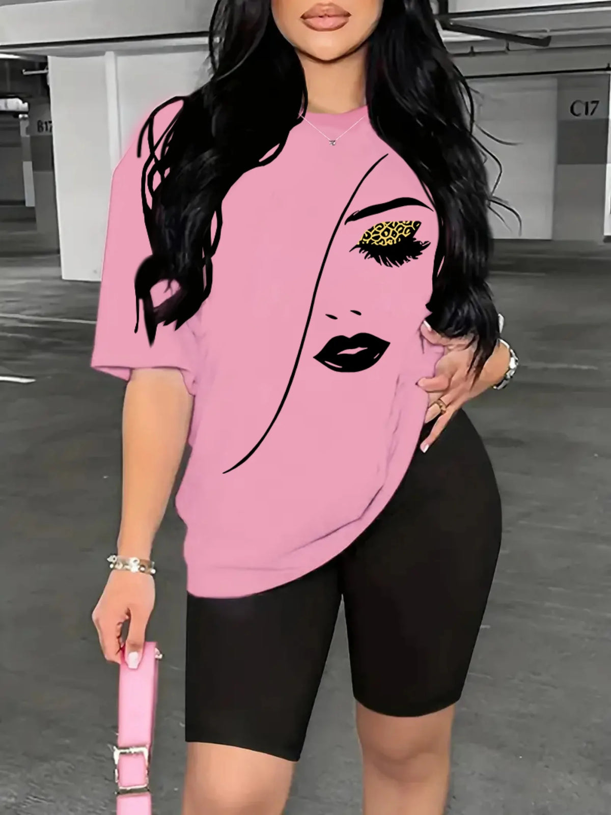 Women's Crew Neck Short Sleeve T-shirt Sports Shirt Casual Top with Medium Stretch Polyester Fabric