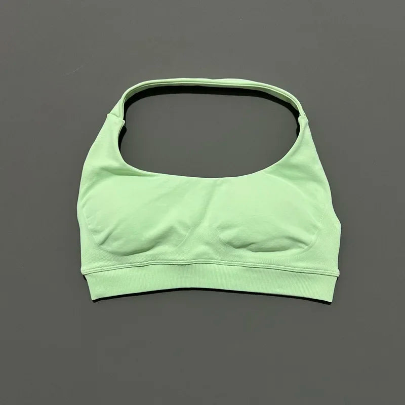 HISTELLO Impact Sports Bra Women Halter Backless Slim Fit Padded Bust Shaping Soft Elastic Daily Sport Yoga Gym Workout Tops