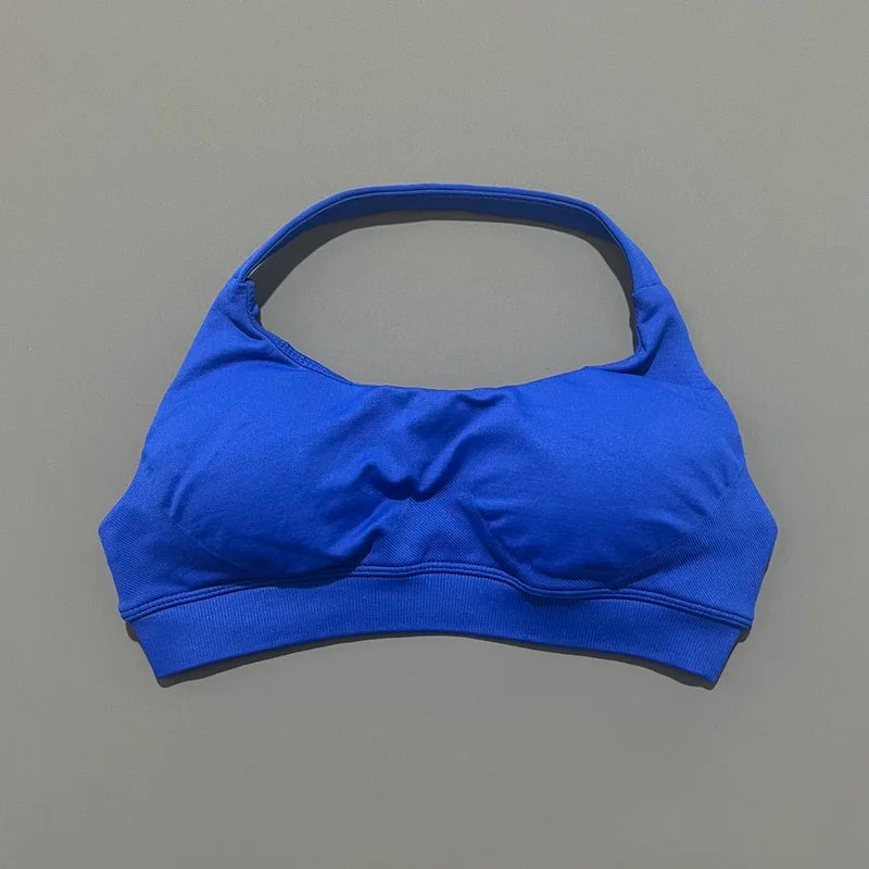 HISTELLO Impact Sports Bra Women Halter Backless Slim Fit Padded Bust Shaping Soft Elastic Daily Sport Yoga Gym Workout Tops