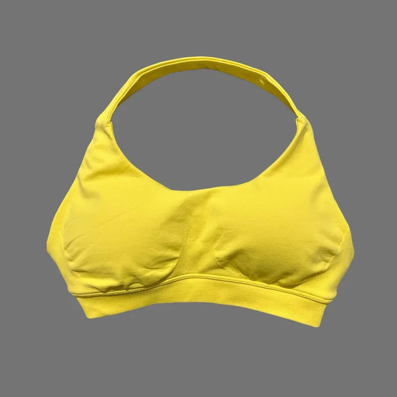 HISTELLO Impact Sports Bra Women Halter Backless Slim Fit Padded Bust Shaping Soft Elastic Daily Sport Yoga Gym Workout Tops