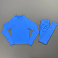 HISTELLO 2 Piece Gym Set Women Slim Fit Seamless Long Sleeve Top Elastic Fitness Leggings Sets Running Sports Yoga Workout Suit