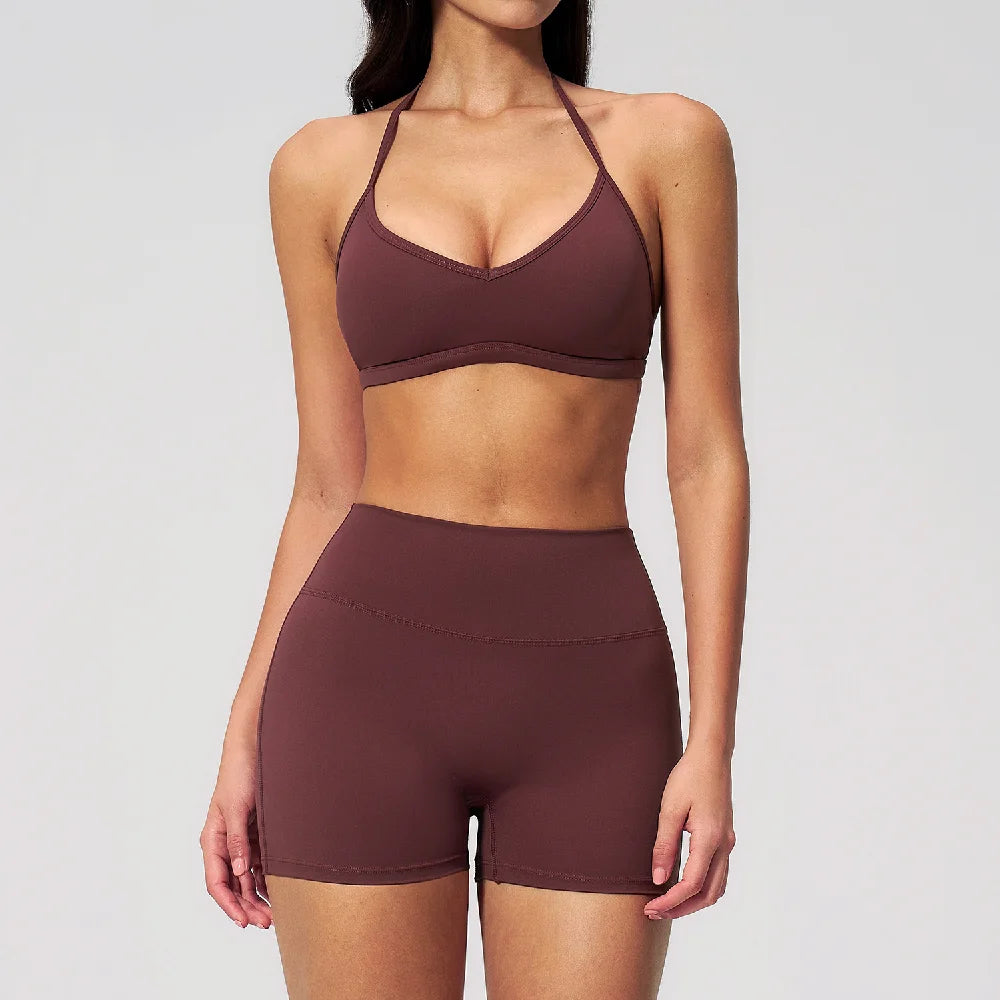 Summer Yoga Set 2 Pieces Women Tracksuit Workout Clothes Sports Outfits High Waist Shorts Fitness Sports Suit Female Gym Clothes