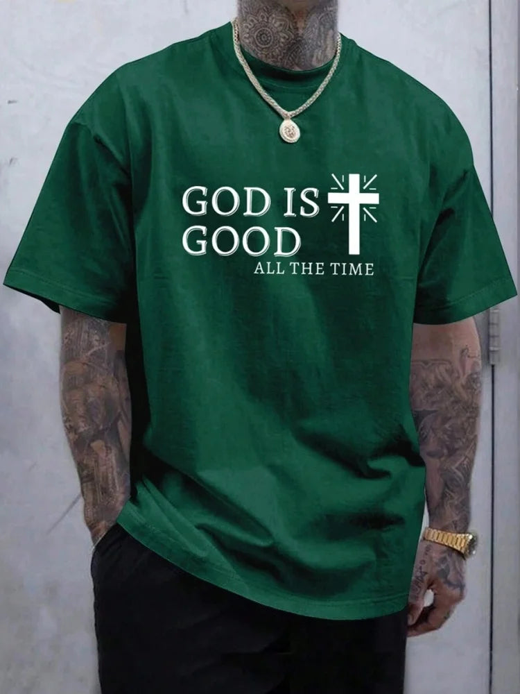 Religious Print Men's T-shirt Cross Print Men's T-shirt Summer Daily Casual Men's Short-sleeved Top Street Fashion Men's T-shirt