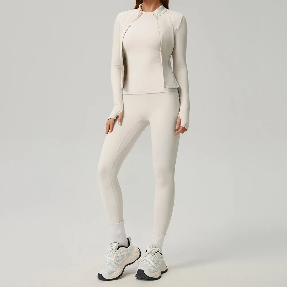 Yoga Set 2/3PCS Women Outfits Sportswear Workout Clothes Athletic Wear Gym Legging Fitness Bra Crop Top Long Sleeve Sports Suits