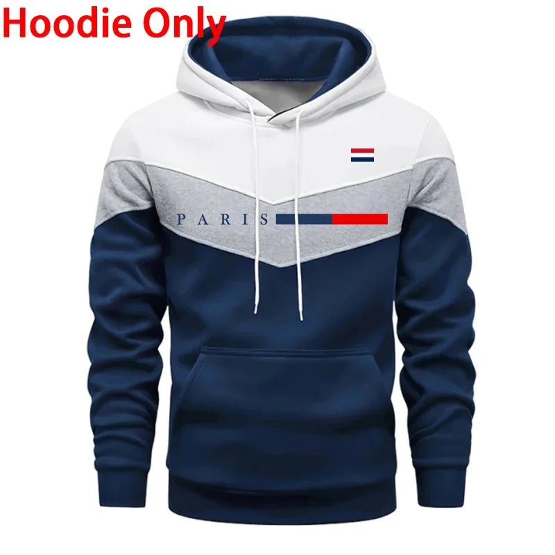 2026 Hot Sale Men's Set Hooded Sweatshirt and Jogger Pants Urban Casual Fashion Hoodie Sportswear Paris Printed Pullover Outfits