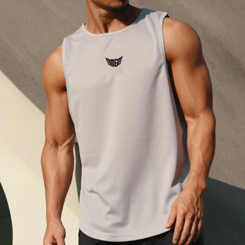 Mens Gym Clothing Fitness Bodybuilding Mesh Tank Tops Stringer Singlet Vest Clothes Sleeveless Shirts Muscle Summer Undershirt
