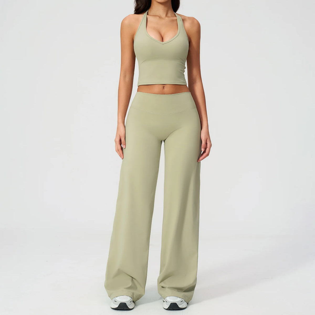 Women's Fitness Set Gym Tracksuit Breathable Sports Bra Flared Trousers Suit Workout Clothing Sportswear Female Athletic Wear