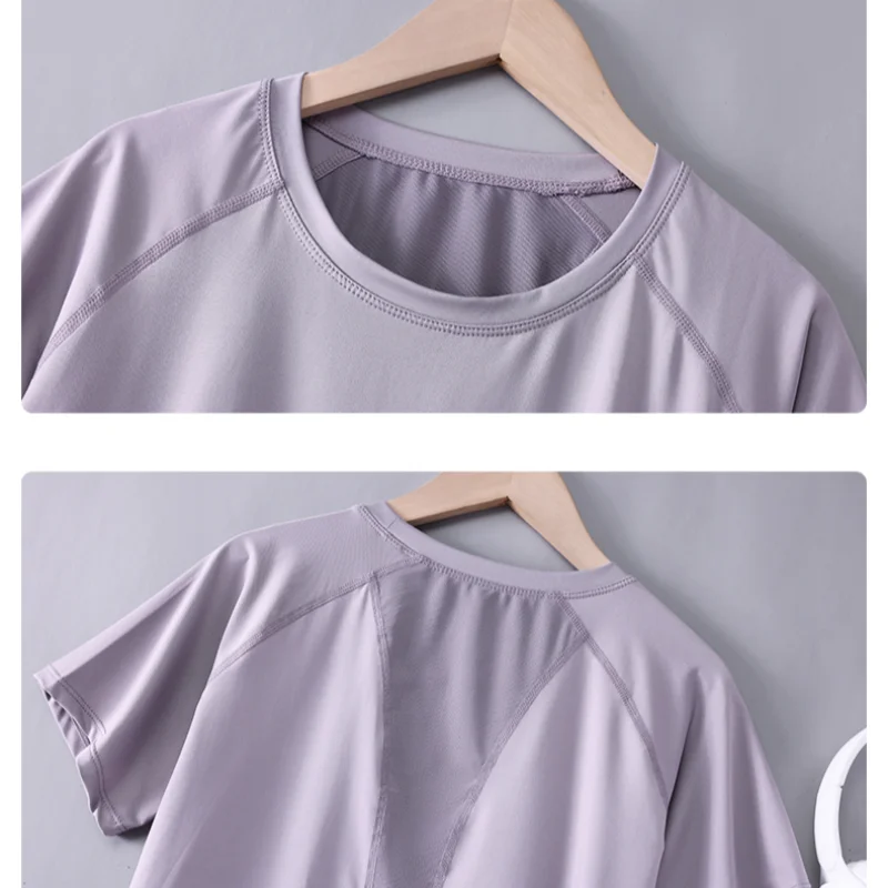 DRUR 2pcs Yoga Set Women Summer Sports Suit 2 Piece Sportswear Outfits Female Short Sleeve Fitness Tops Running Shorts Sets New
