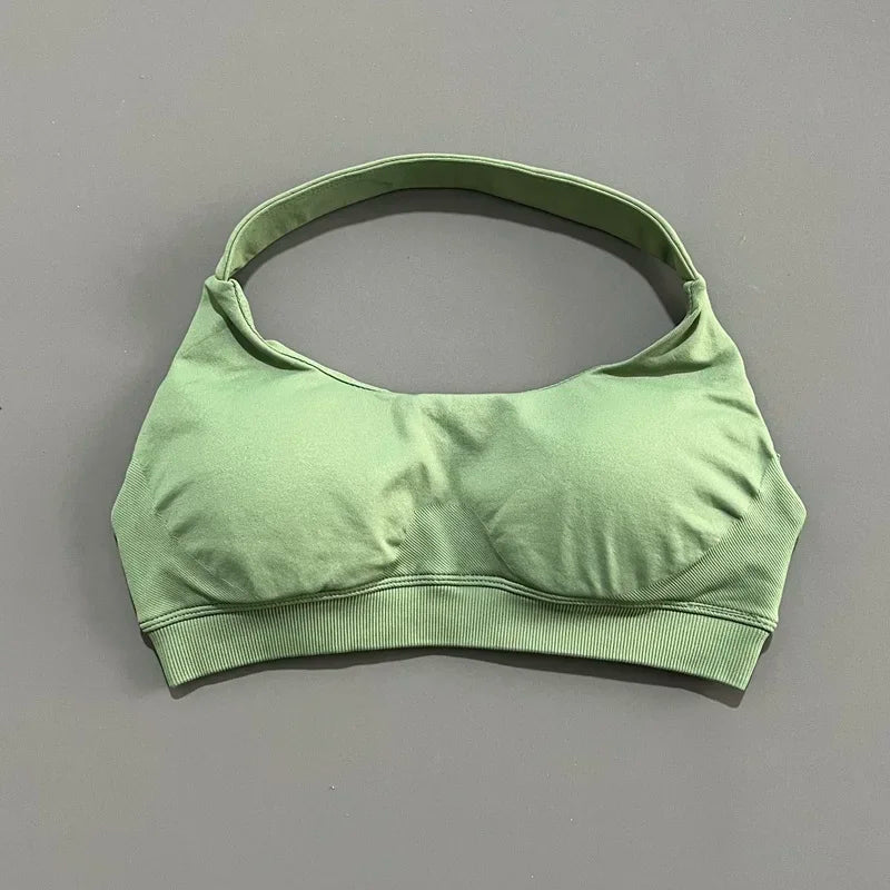 HISTELLO Impact Sports Bra Women Halter Backless Slim Fit Padded Bust Shaping Soft Elastic Daily Sport Yoga Gym Workout Tops