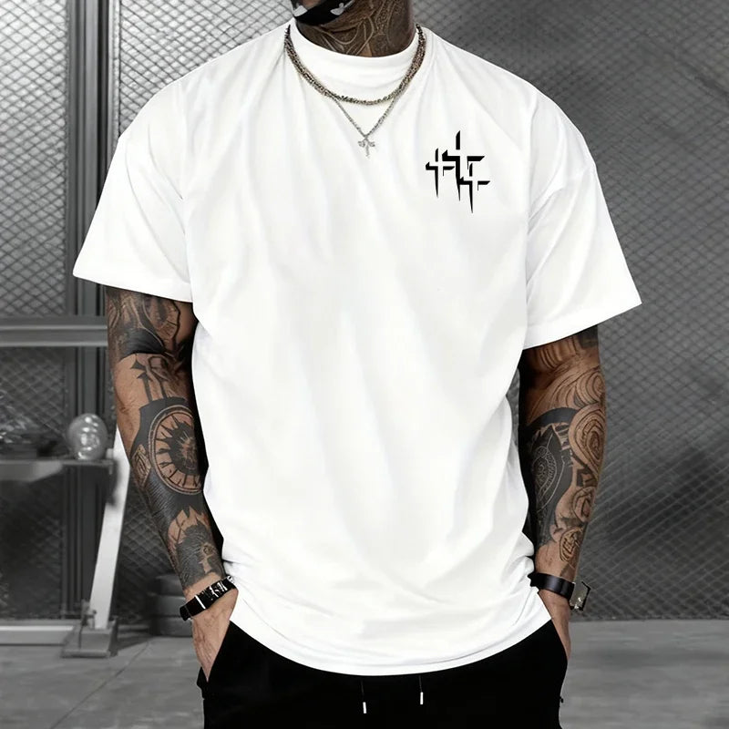 Faith Over Fear Pattern T-shirt for Man High Grade Pure Cotton Short Sleeve Top Summer Male Daily Casual Fashion Breathable Tees