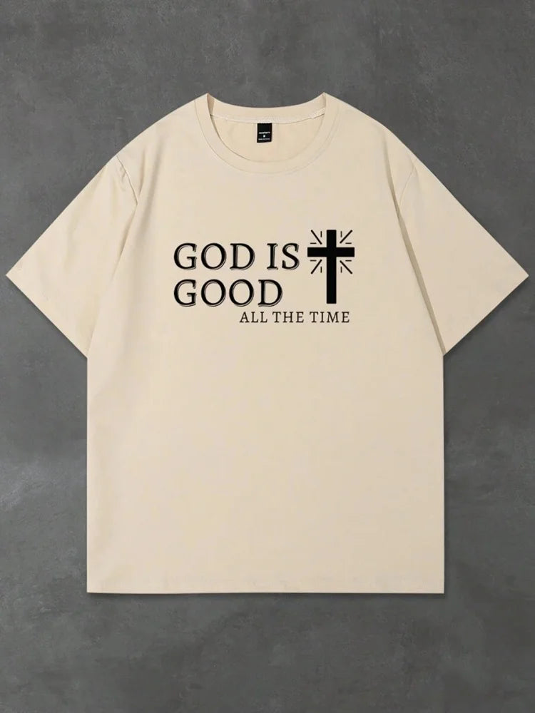 Religious Print Men's T-shirt Cross Print Men's T-shirt Summer Daily Casual Men's Short-sleeved Top Street Fashion Men's T-shirt