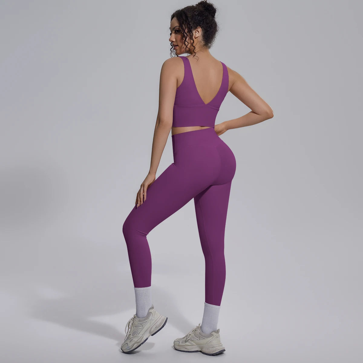2PCS Yoga Set for Woman's Quick Drying Legging Outdoor Running Fitness Pants Summer Gym Backless Sports Bra with Chest Pad