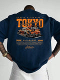 Trendy Japanese Drift Racing Cotton T-Shirt for Men Summer Autumn Outdoor Sports Casual Streetwear Short Sleeve