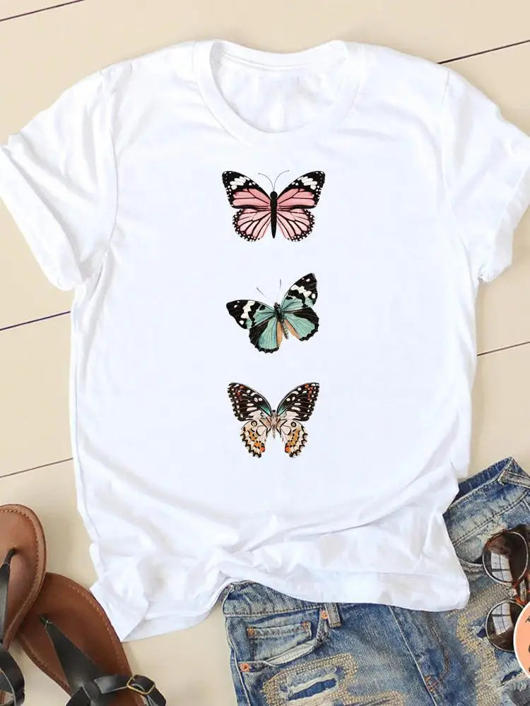 Casual Women's Fashion Women's Short Sleeve Summer Cartoon Fashion Clothing Harajuku  Tops  Graphic T Shirts Aesthetic Polyester