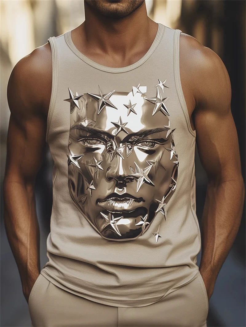 Fashion American Flag Graphic Tank Tops Summer Trendy Sleeveless 3D Printed Crew Neck Vest Casual Streetwear Oversized Tees Tops