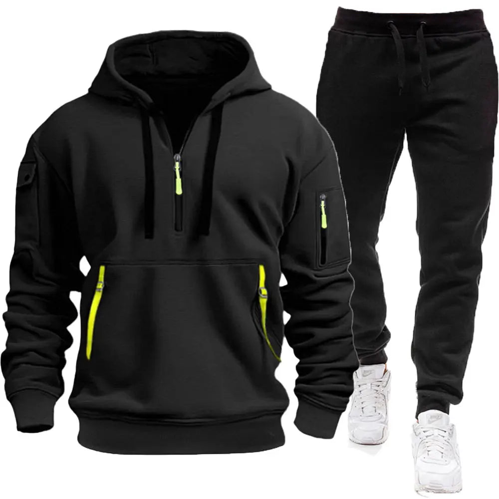 Sweatshirt Set for Autumn and Winter Outdoor Sports and Fitness Trend Hooded Sweatshirt Casual Pants Set