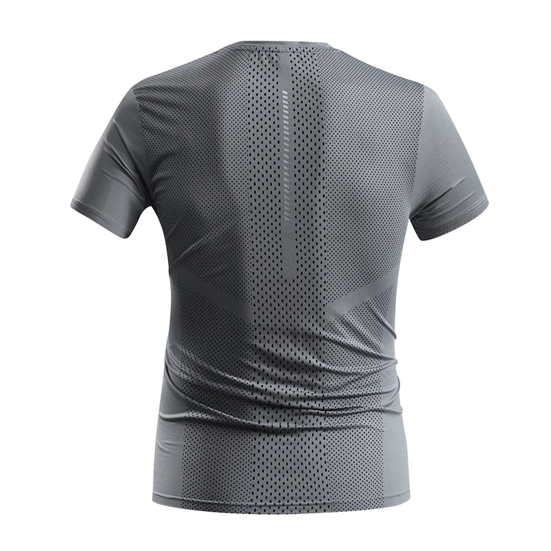 Men's Gym Muscle-Showing Fitness Short Sleeves Outdoor Running Training Thin Mesh Sports T-Shirt Men Summer Ice Silk T-Shirt