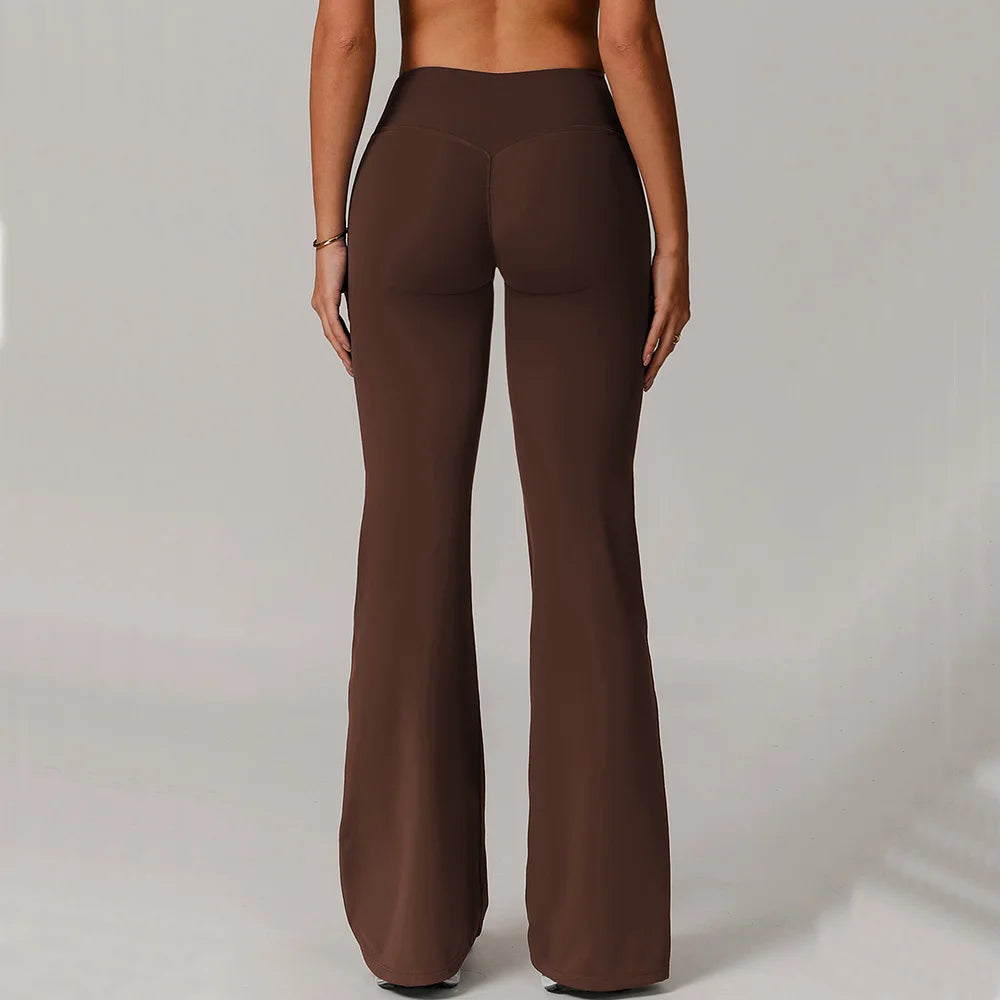 High Waist Wide Leg Pants Leggings Women Tights Fitness Bell-bottoms Yoga Elastic Leggings Push Up Gym Workout Flared Pants