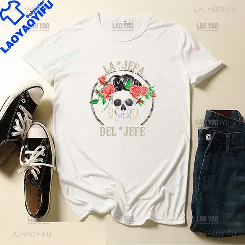 Skull Day of The Dead Graphic T Shirts Skeleton Woman Tshirts Mexican Heritage Flowers Black Tops Casual Kawaii Funny Clothes