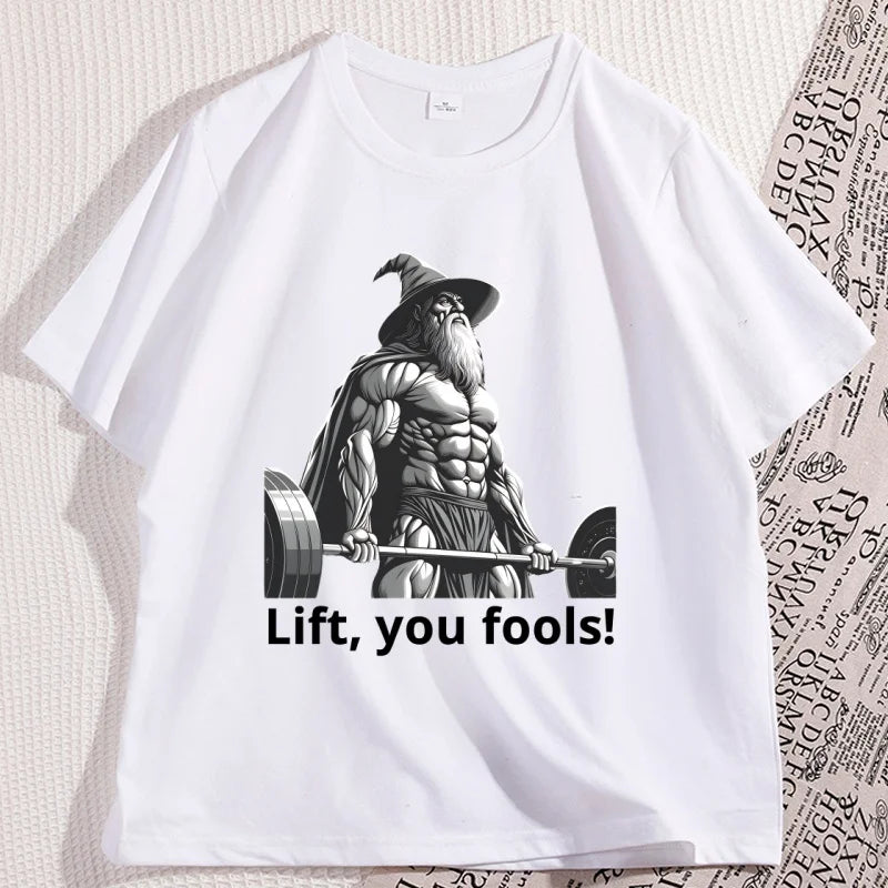 Funny Gym Meme T Shirt Men Workout T-shirt Cotton Short Sleeve Printed Graphic Tees Streetwear Clothing Men's Clothes
