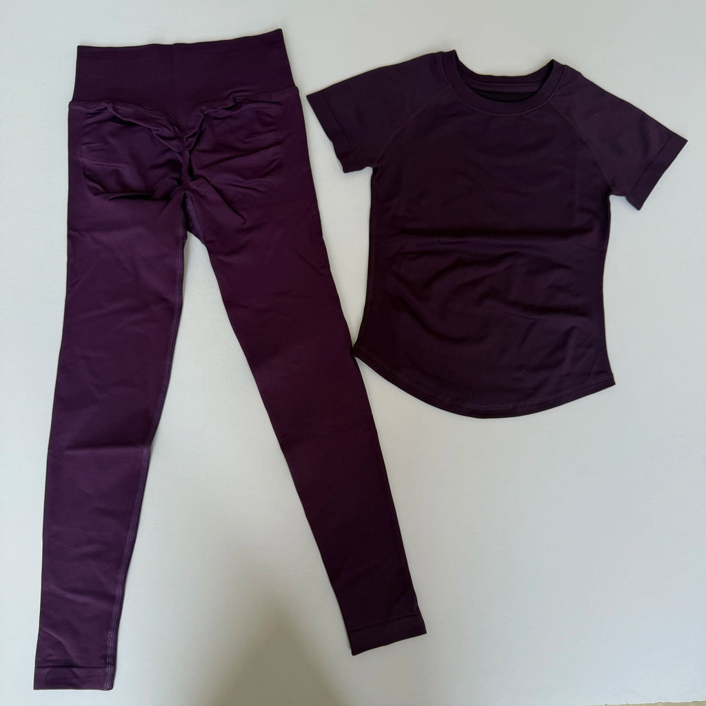 2 Pcs Sports Gym Sets Short Sleeve Seamless Yoga Clothing Fitness Set Women Workout Running Sports Pants Leggings Suit