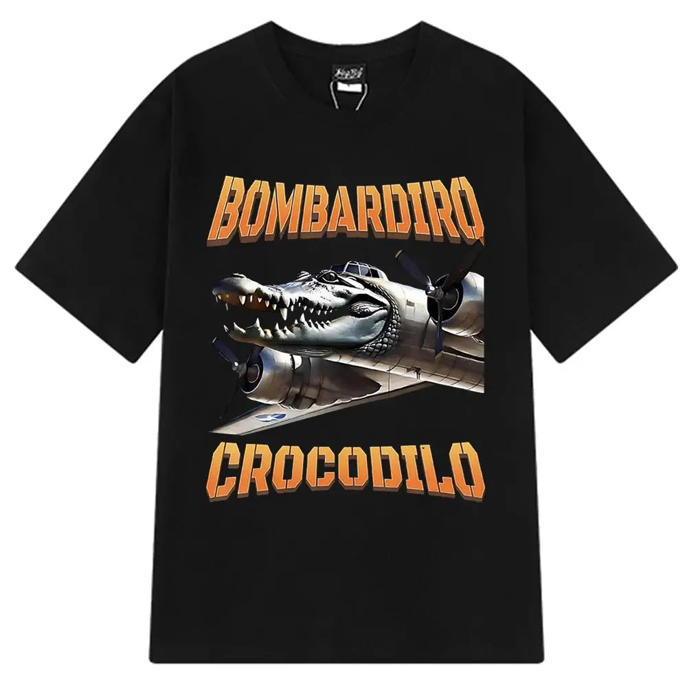 Italian Brainrot Tralalero Tralala Tung Sahur Bombardiro Crocodilo Fun Meme T-shirt Women's Fashion Loose T-shirt