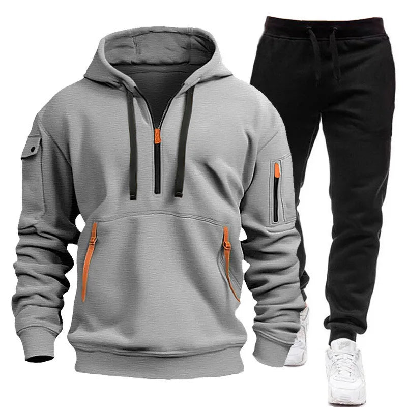Sweatshirt Set for Autumn and Winter Outdoor Sports and Fitness Trend Hooded Sweatshirt Casual Pants Set