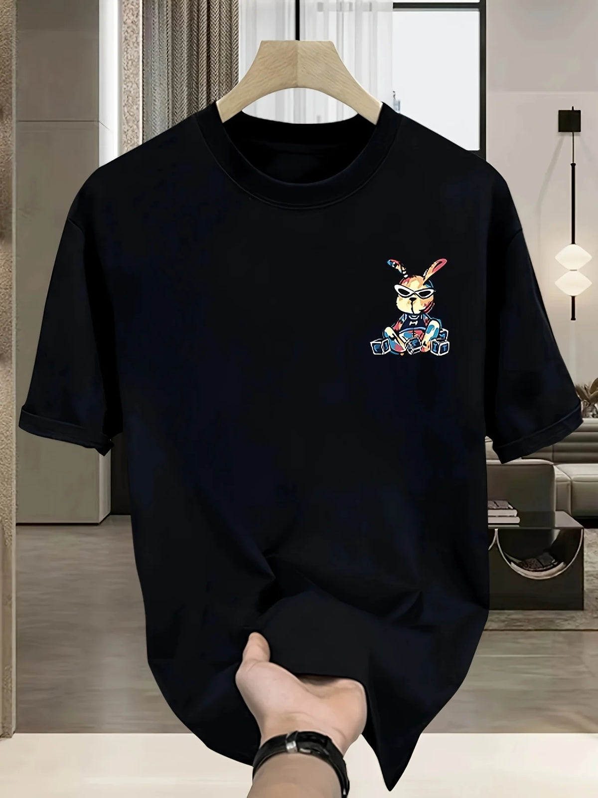 Rabbit Carnival Print 100% Cotton Trendy Men Woment T-shirt Summer Autumn Daily Outdoor Sports Casual Loose Street Short Sleeve