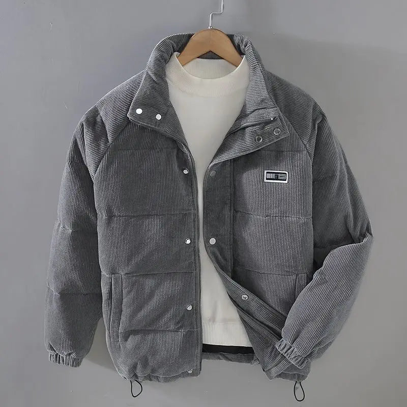 Winter New Men's Jacket Warm Corduroy Cotton Padded Jackets Simple Bread Men Clothing Parkas Coats for Men
