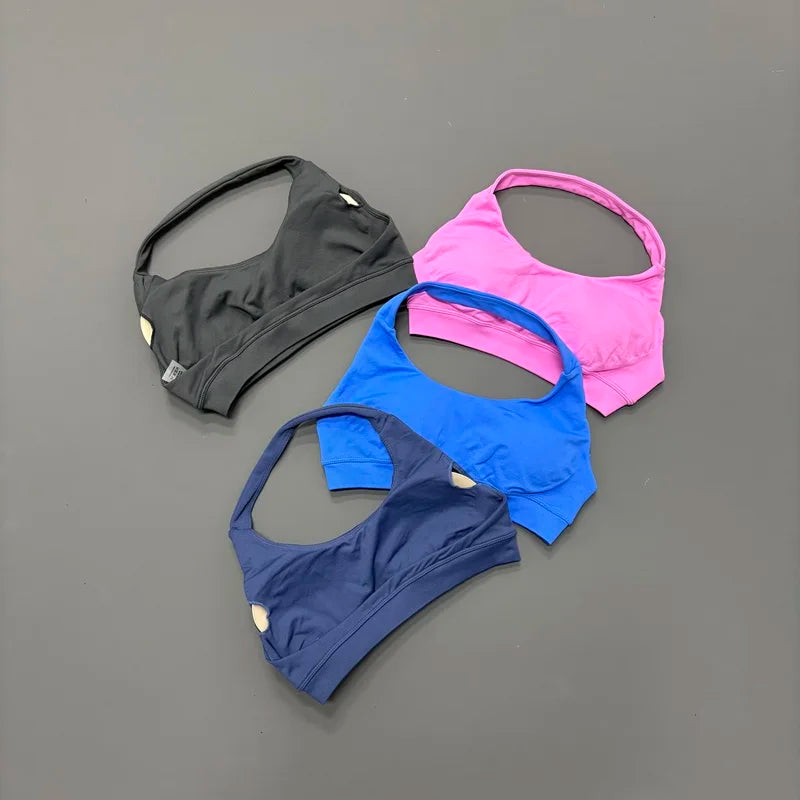 HISTELLO Impact Sports Bra Women Halter Backless Slim Fit Padded Bust Shaping Soft Elastic Daily Sport Yoga Gym Workout Tops