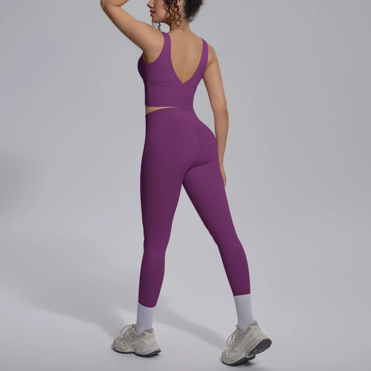 2PCS Yoga Set for Woman's Quick Drying Legging Outdoor Running Fitness Pants Summer Gym Backless Sports Bra with Chest Pad
