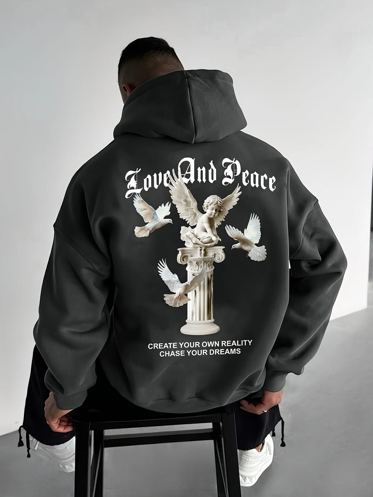 2025 New Trendy Long Sleeve Men's Angel Printed Casual Street Hoodie Autumn/Winter Clothing