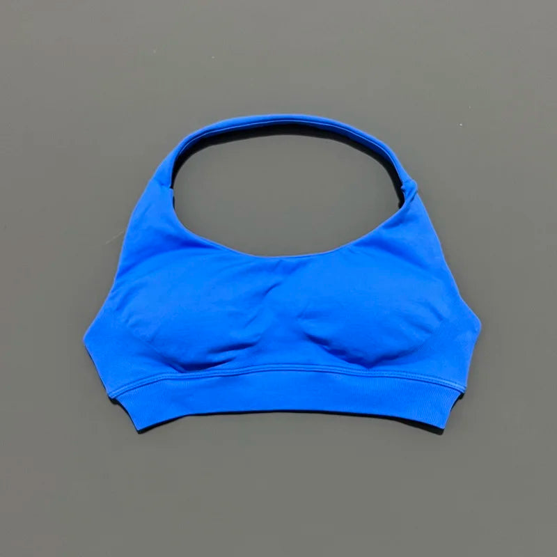 HISTELLO Impact Sports Bra Women Halter Backless Slim Fit Padded Bust Shaping Soft Elastic Daily Sport Yoga Gym Workout Tops