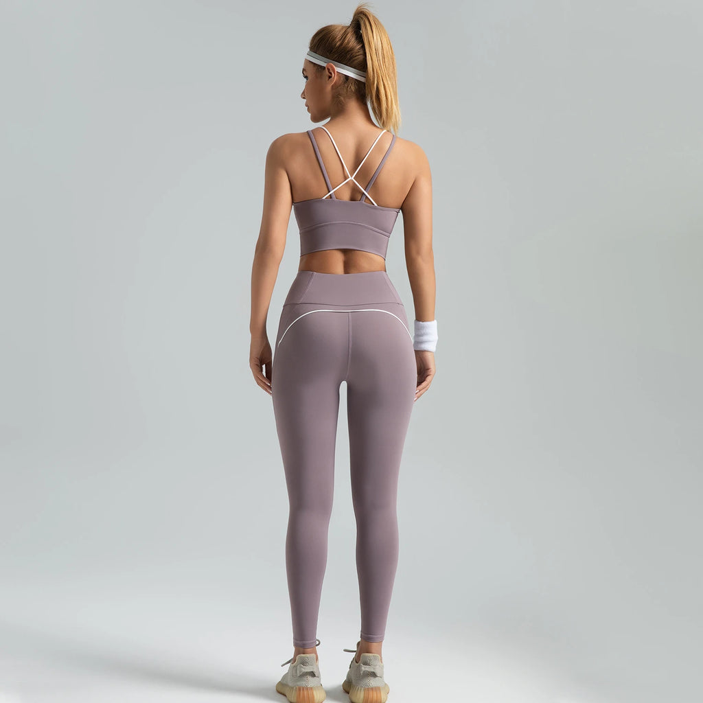 Women's set, slim fit yoga set, high-intensity exercise set, high elasticity, breathable fitness yoga suit