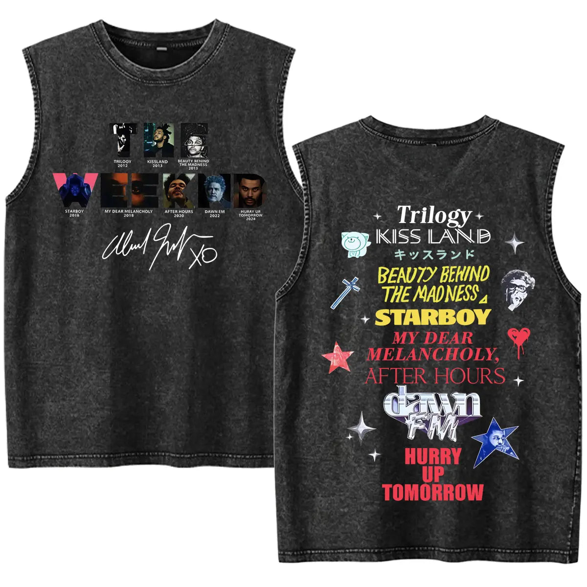 Rapper The Weeknd 2026 After Hours Til Dawn with Playboi Carti Tour Vintage Washed Tank Top Men Summer Oversized Fans Music Vest