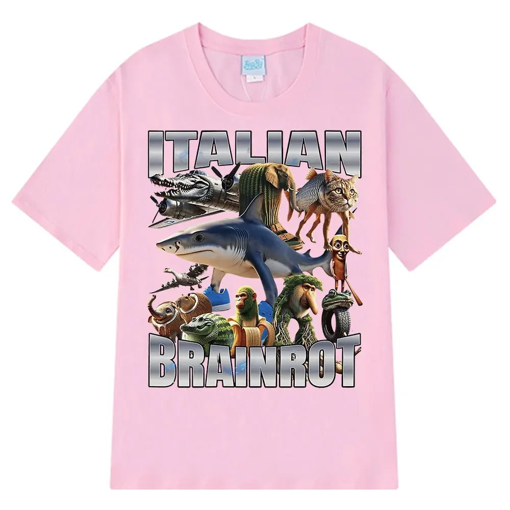 Italian Brainrot Tralalero Tralala Tung Sahur Bombardiro Crocodilo Fun Meme T-shirt Women's Fashion Loose T-shirt